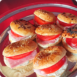 mini-bagels jambon / boursin