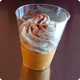 verrines cappuccino de carottes / Chantilly au cumin