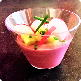 verrine mousse de betteraves / légumes croquants