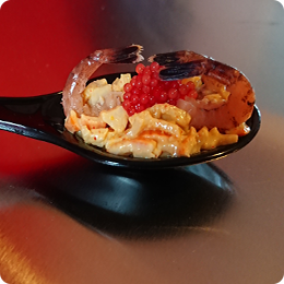 cuillère surimi au curry / crevettes grises